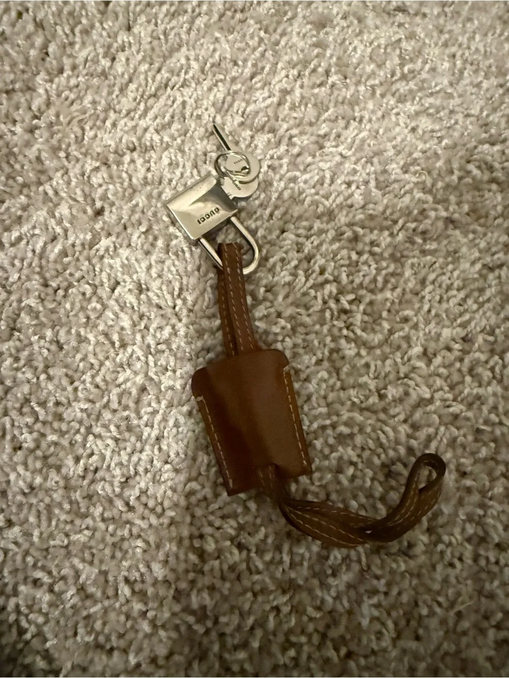 Gucci Leather Key Fob with lock and key